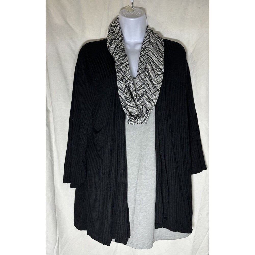 Rebecca Malone Black Open Front Cardigan Blouse , Size 2XL